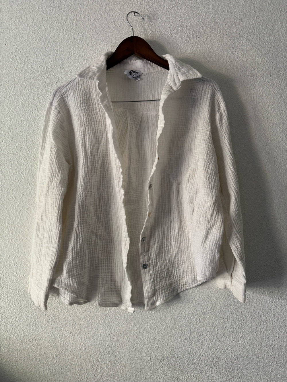 Princess Polly Mahalia White Cotton Button Up Shirt Size 8 Coastal Clean Girl - Picture 4 of 16